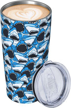 Angry Shark Tumbler, Blue Sharks 20oz Stainless Steel Insulated Travel Tumblers,Travel Coffee Mug with Lid and Straw Cups Gifts for Women Men