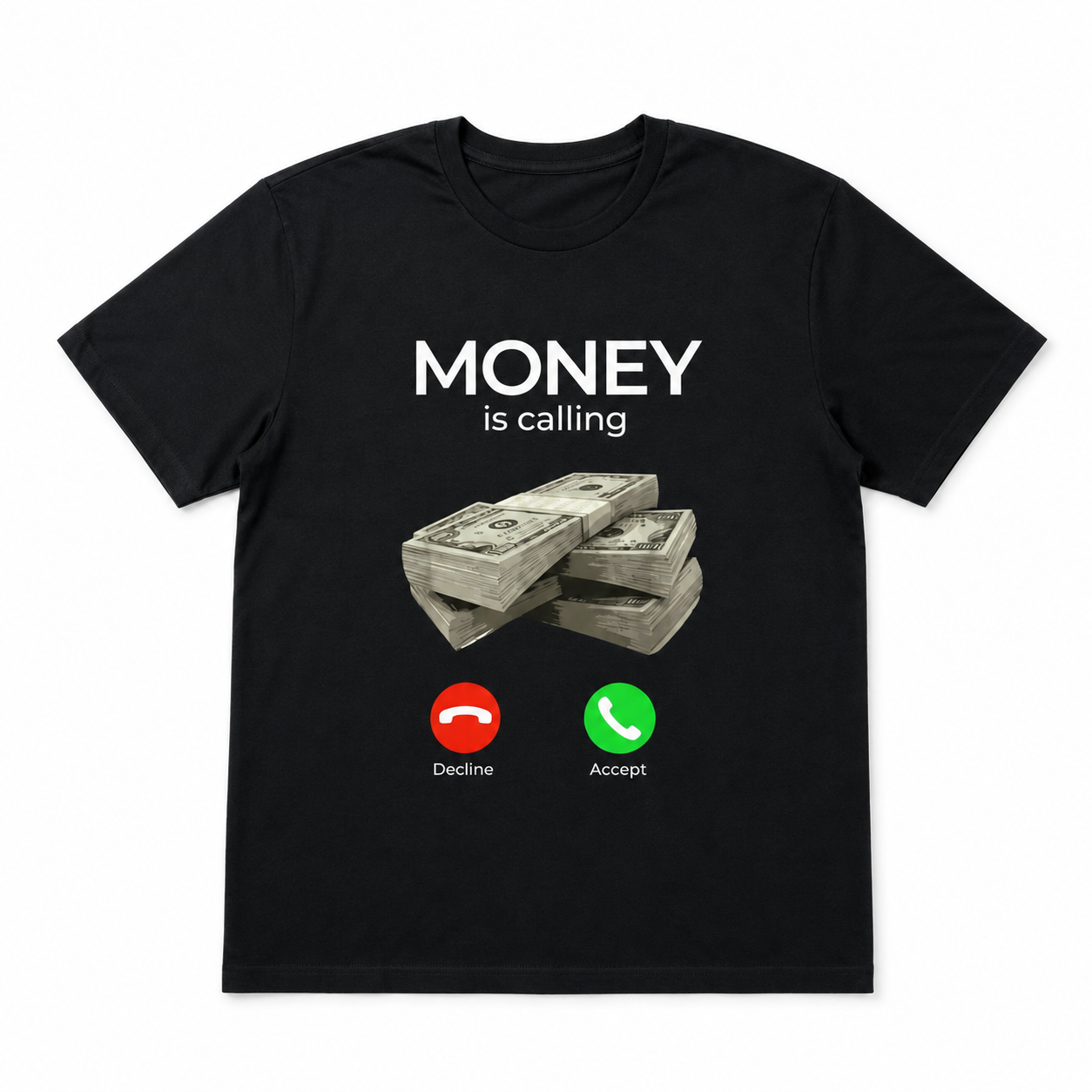 Money In Call Cash Funny Business Graphic Men’s T-Shirt Hustle Humor Tee