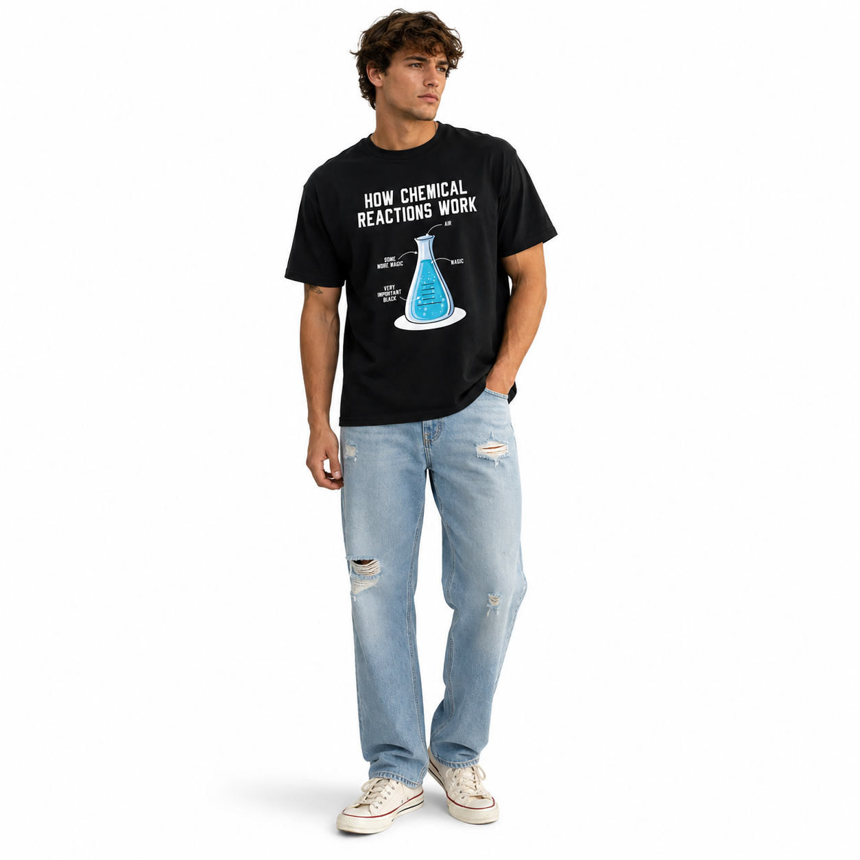 Funny Chemistry Teacher Graphic T-Shirt Chemical Reaction Science Tee for Men