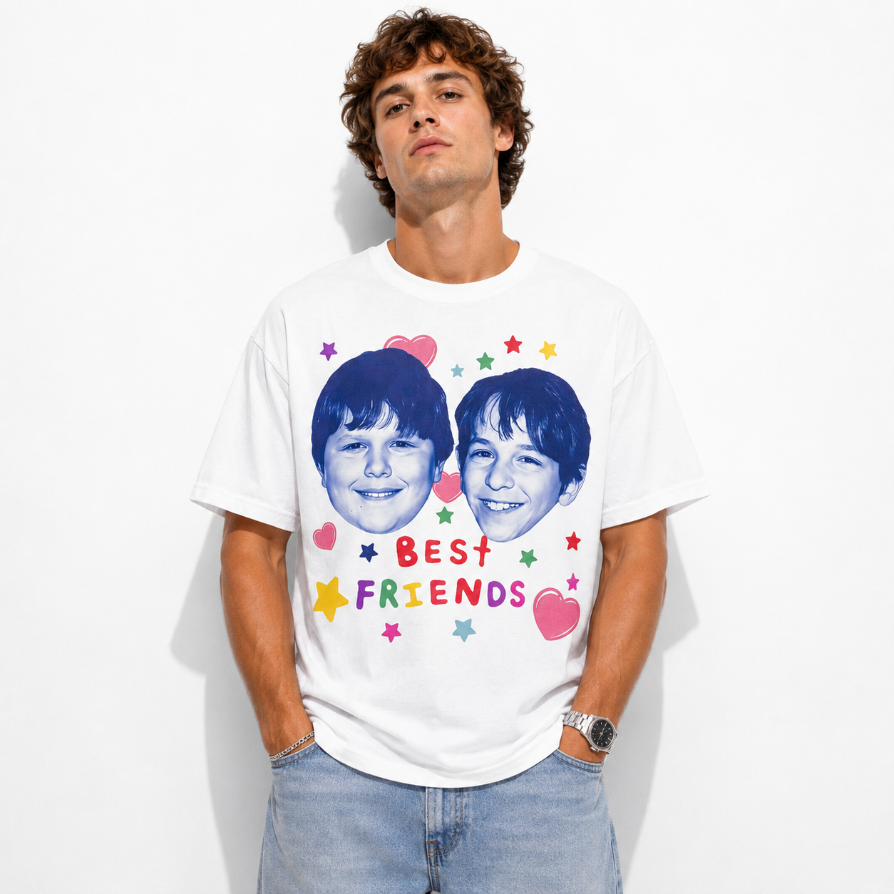 Best Friends Graphic T-Shirt Retro Funny Friendship Tee for Men