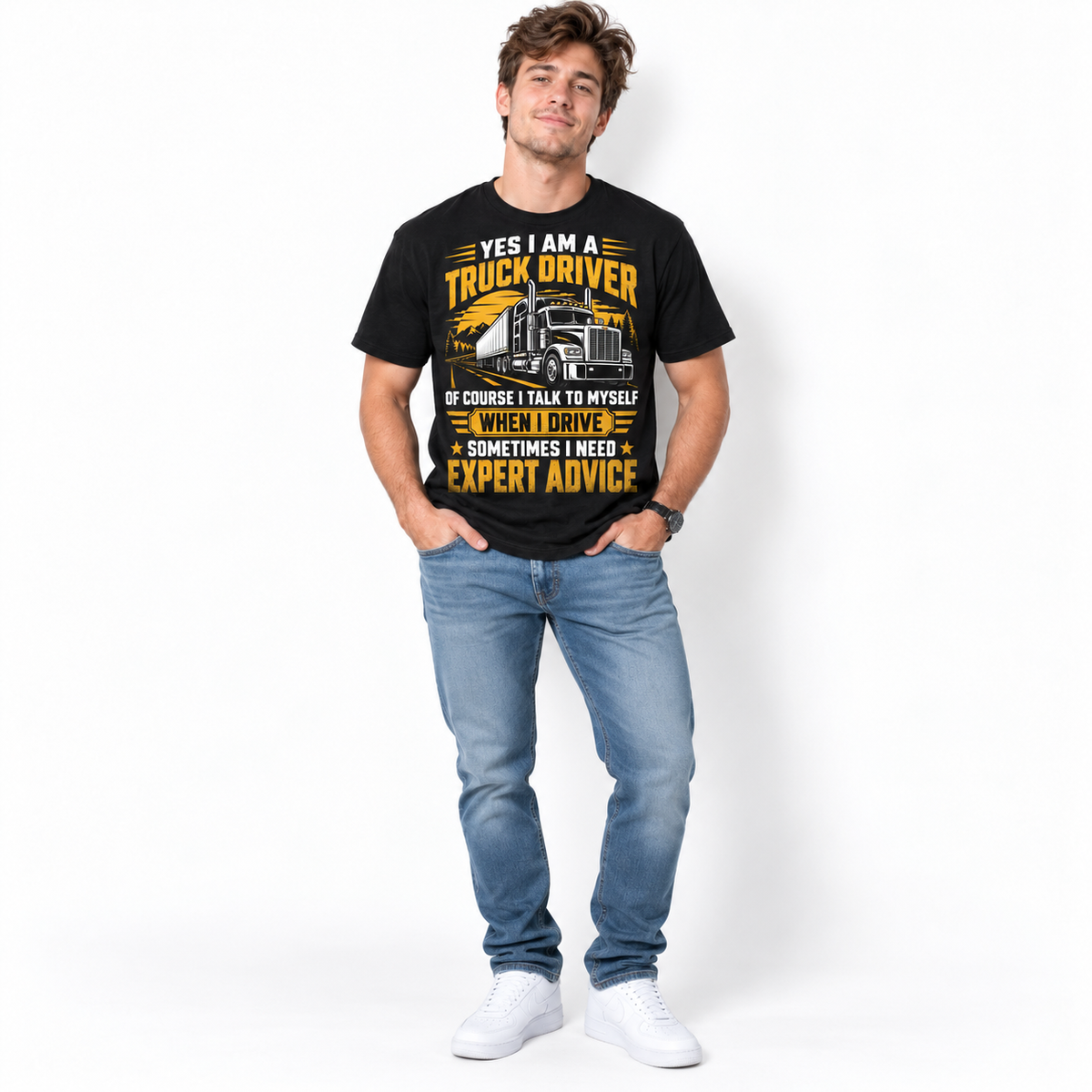 Yes I Am a Truck Driver Funny Expert Advice Trucker Men's T-Shirt