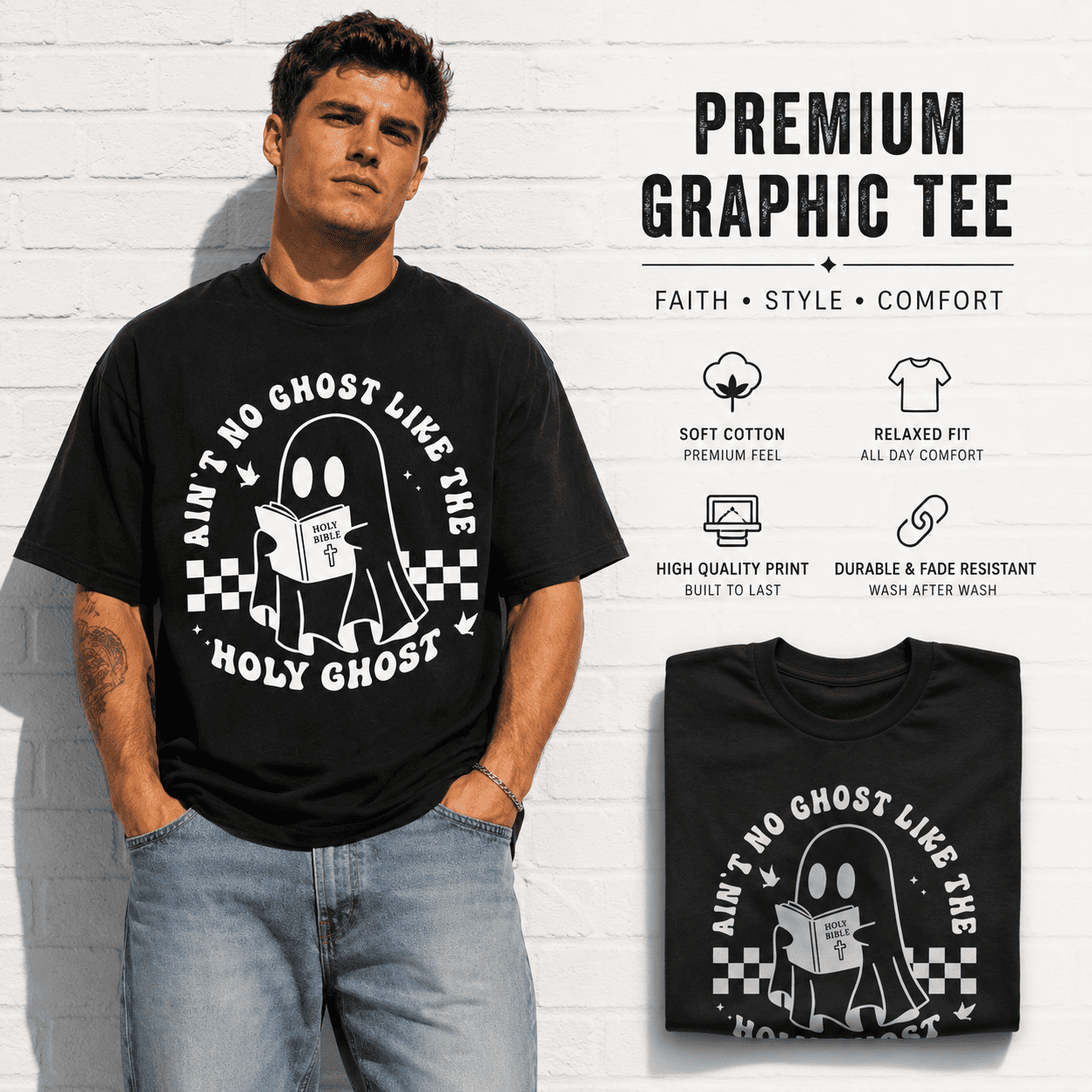 Ain't No Ghost Like the Holy Ghost Funny Christian Halloween Men's T-Shirt