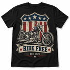 Ride Free 1776 Patriotic Biker Motorcycle Men's Graphic T-Shirt