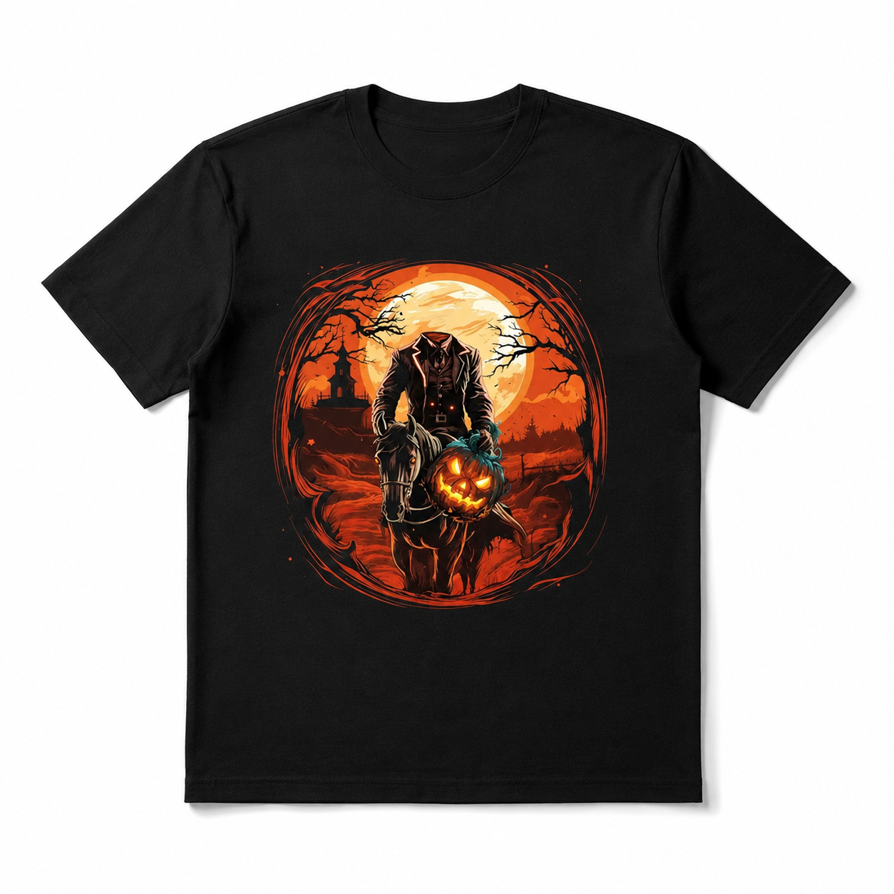 Headless Horseman Pumpkin Halloween Gothic Horror Rider Graphic Men's T-Shirt