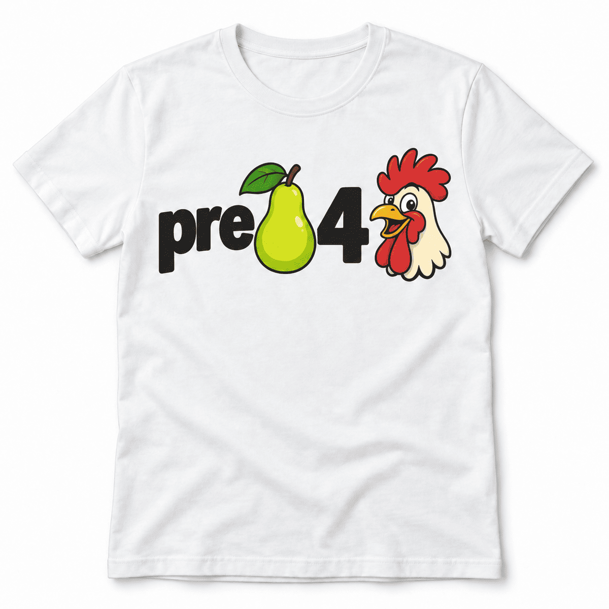 Pre Pear 4 Rooster Funny Rebus Wordplay Graphic Men's T-Shirt