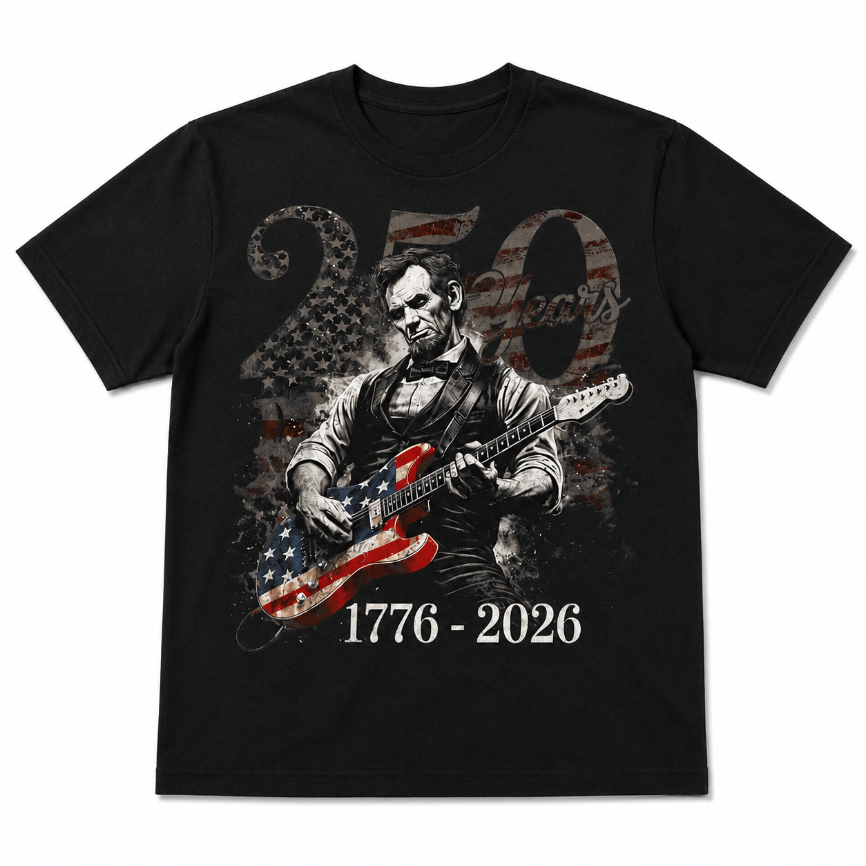 Abraham Lincoln Guitar USA 250th Anniversary Patriotic 4th of July T-Shirt