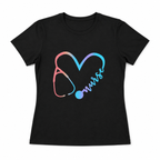 Women Nurse Stethoscope Graphic T-Shirt Casual Short Sleeve Medical Tee Top