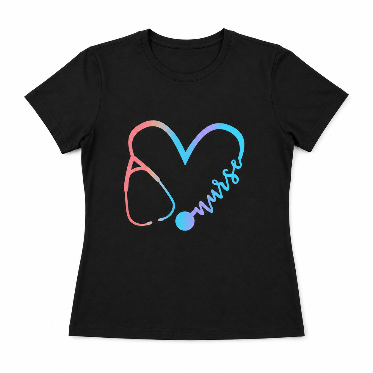 Women Nurse Stethoscope Graphic T-Shirt Casual Short Sleeve Medical Tee Top