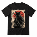 Vintage Japanese Samurai Cat Graphic Unisex T-Shirt Anime Style Warrior Art Tee