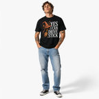 Yes I Can Drive Stick Funny Witch Broom Halloween Graphic Men's T-Shirt