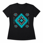 Women Southwestern Green Diamond Graphic T-Shirt Casual Summer Tee
