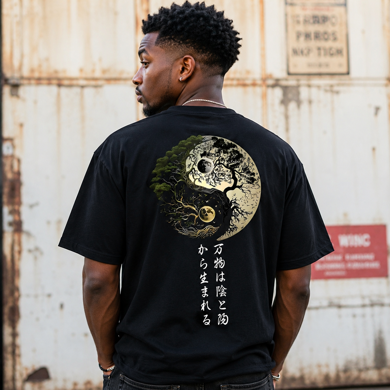 Yin Yang Tree of Life Graphic Tee - Japanese Zen Balance Aesthetic T-Shirt