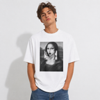 Mona Lisa Bubble Gum Graphic T-Shirt Funny Art Parody Casual Oversized Tee