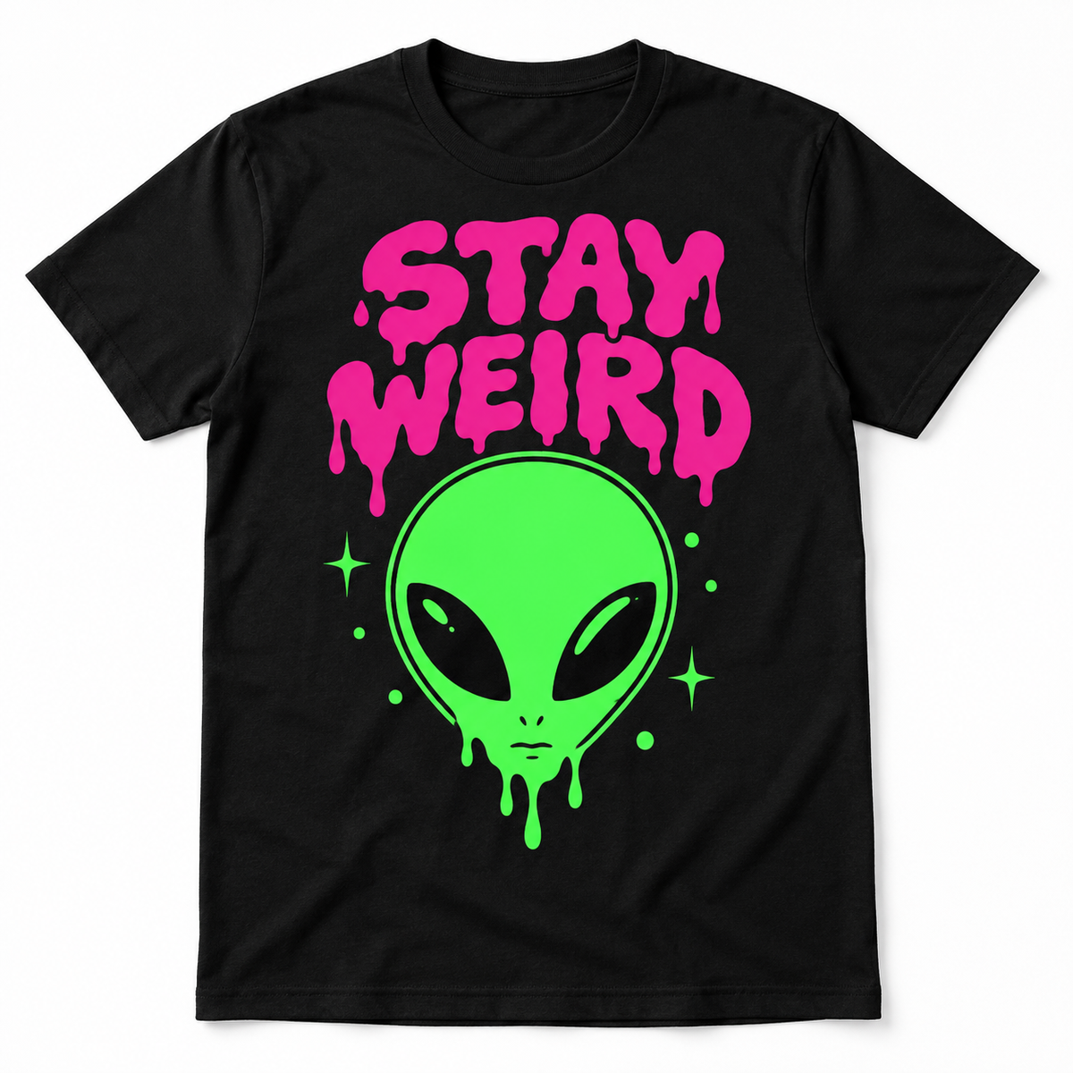 Stay Weird Neon Alien Retro Funny Men's Graphic T-Shirt