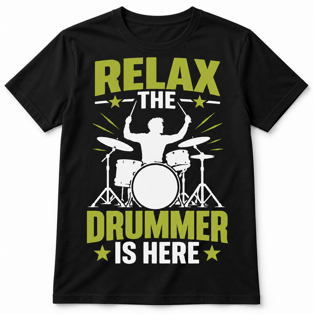 Relax The Drummer Is Here Funny Drumming Music Graphic Men's T-Shirt