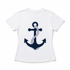 Women Anchor Graphic T-Shirt Nautical Print Casual Summer Crew Neck White Tee