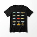 Ocean Fishes Identification T-shirt | 15 Detailed Marine Species