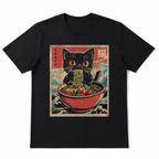 Kawaii Cat Ramen Graphic T-Shirt Funny Japanese Anime Style Tee