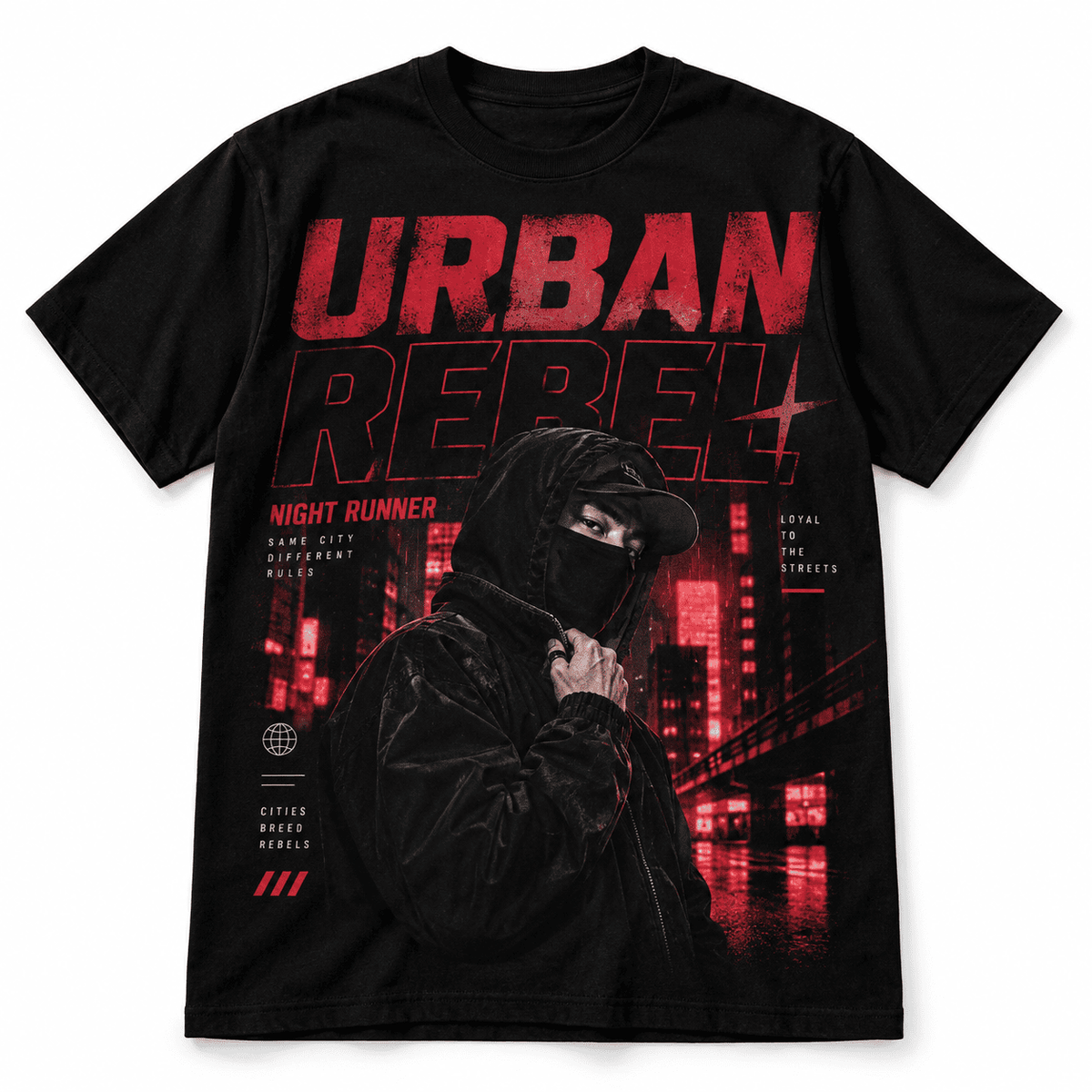 Urban Rebel Night Runner Streetwear Men's Graphic T-Shirt