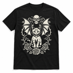 Gothic Bat Wing Cat Skull Roses Halloween Dark Art Graphic Men's T-Shirt