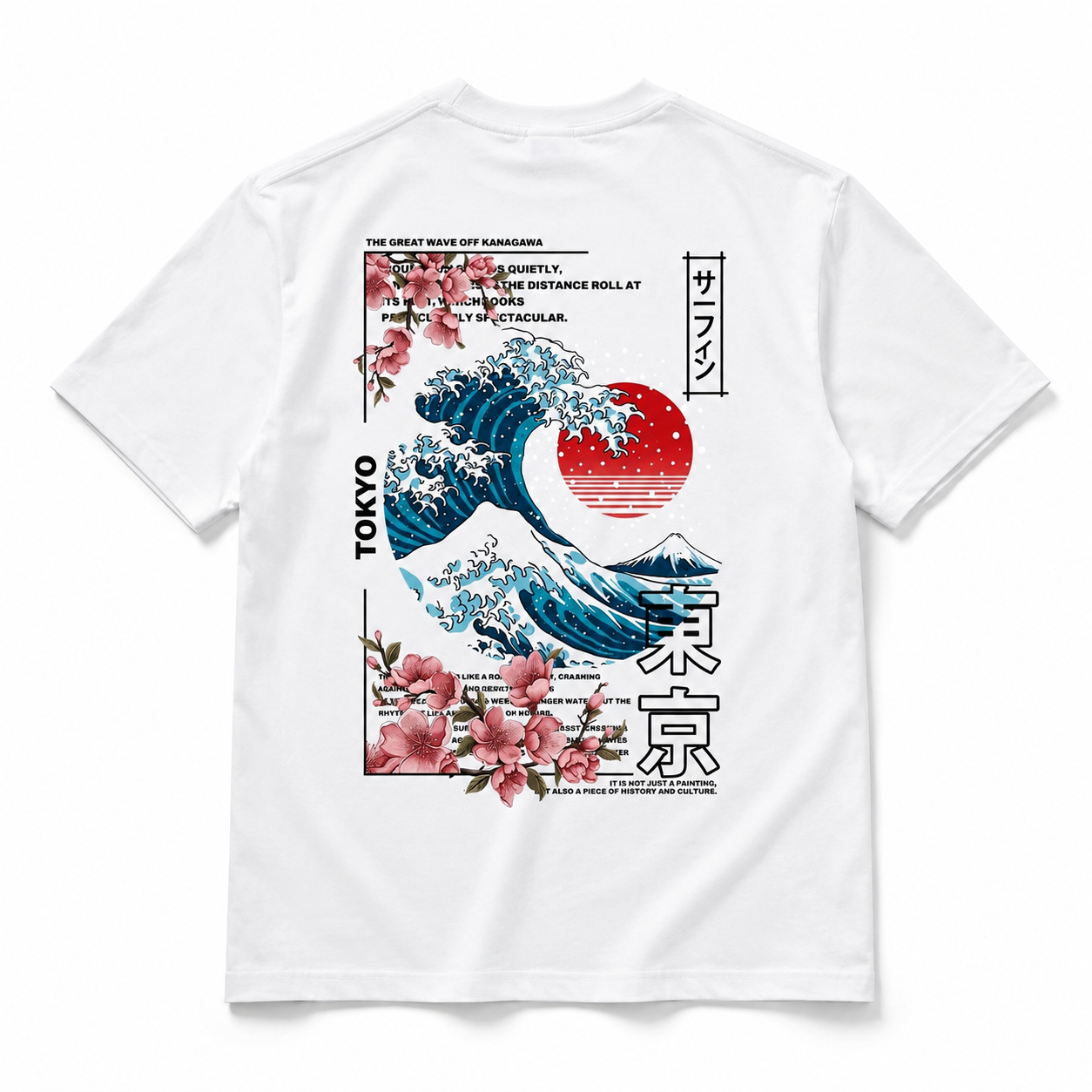 Tokyo Great Wave Off Kanagawa T-Shirt Japanese Art Sakura Graphic Tee