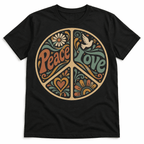 Peace Love Retro Hippie Dove Floral Men's Graphic T-Shirt