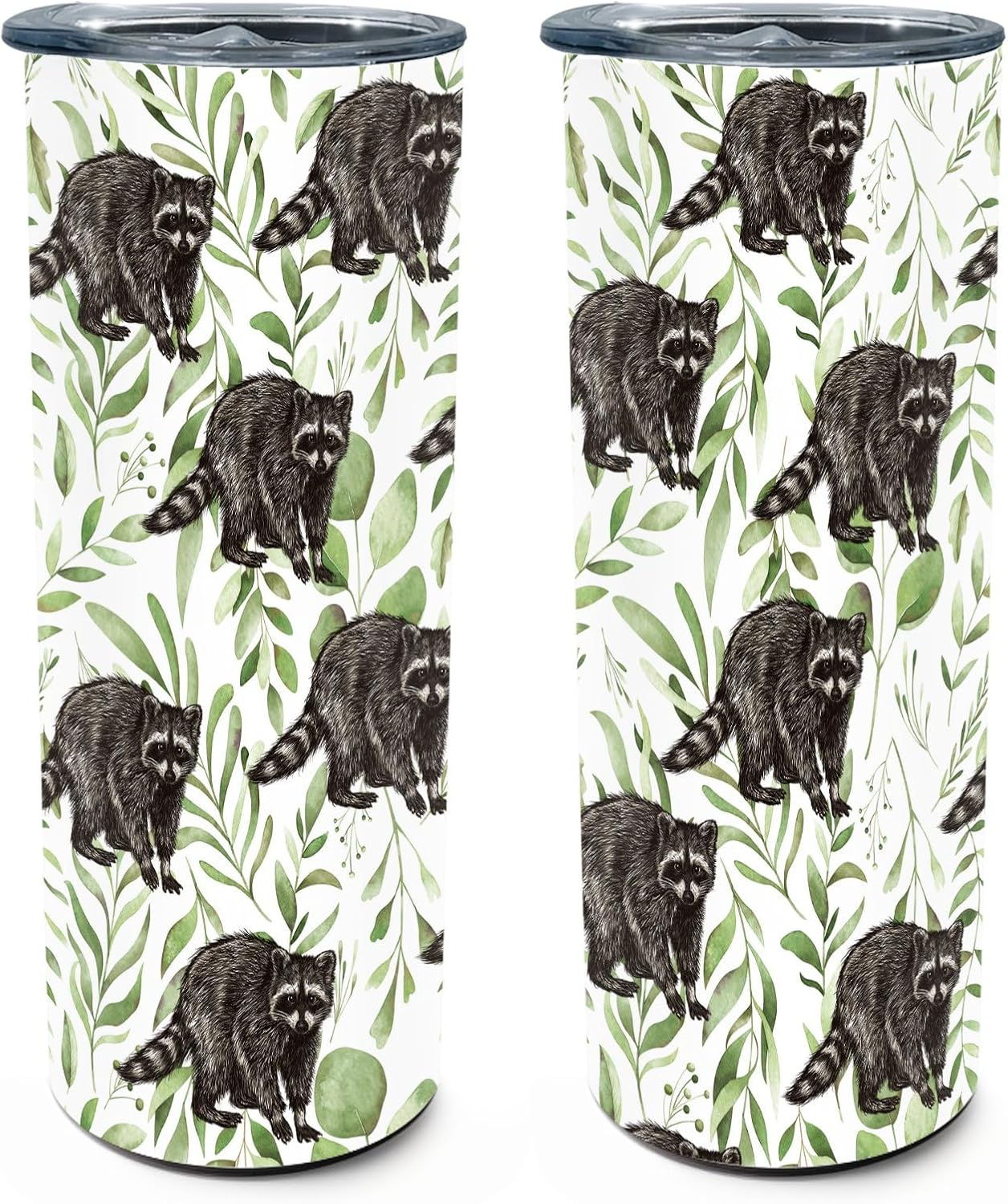 Raccoon Realistic Animal Tumbler, 20oz Insulated Stainless Steel Tumbler with Lid, Raccoon Themed Gifts Coffee Travel Mug Cup for Hot and Cold Drinks
