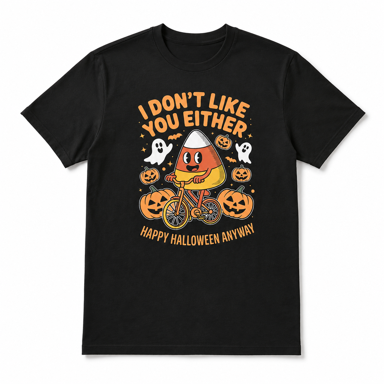 I Don't Like You Either Funny Candy Corn Halloween Graphic Men's T-Shirt
