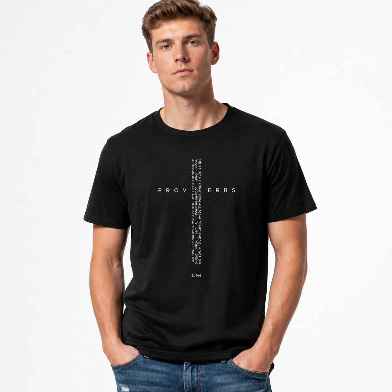 Proverbs 3:5-6 Christian Cross Scripture Faith Men's T-Shirt
