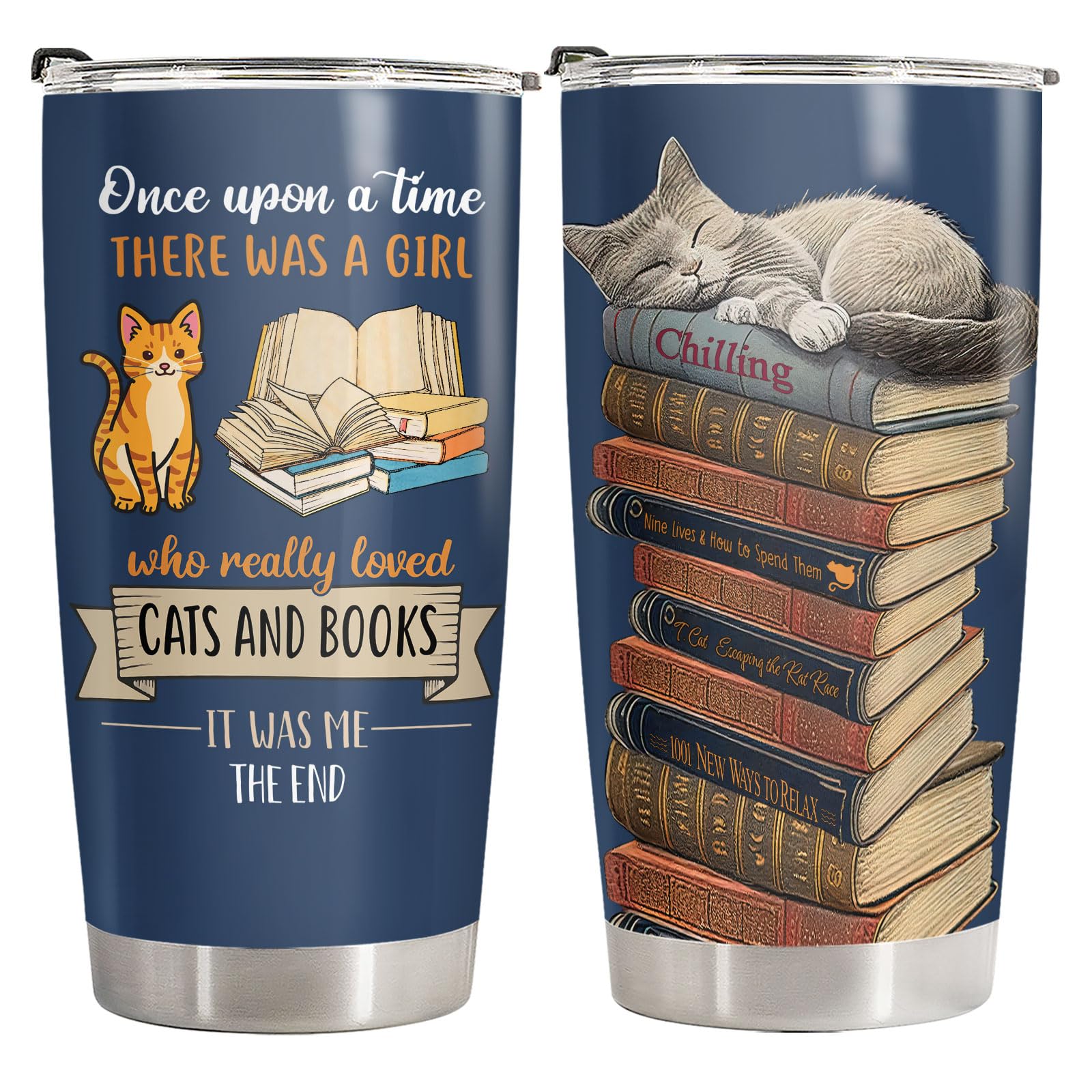 34HD Funny Black Cat Tumbler with Lid, 20oz Stainless Steel Vacuum Insulated Everything Is Fine Cup, Cat Lover Gifts for Women Birthday Mothers Day Halloween Christmas