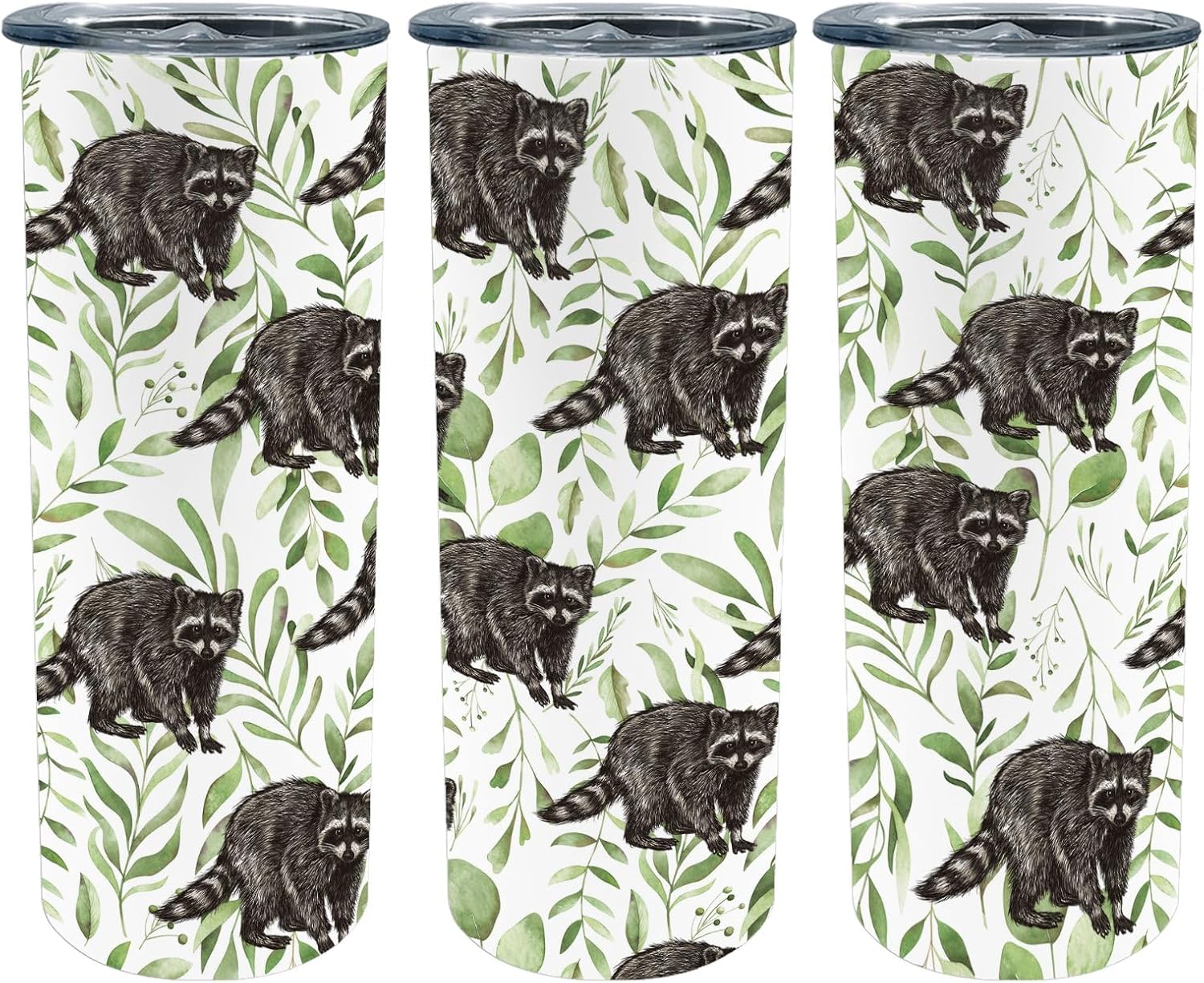 Raccoon Realistic Animal Tumbler, 20oz Insulated Stainless Steel Tumbler with Lid, Raccoon Themed Gifts Coffee Travel Mug Cup for Hot and Cold Drinks