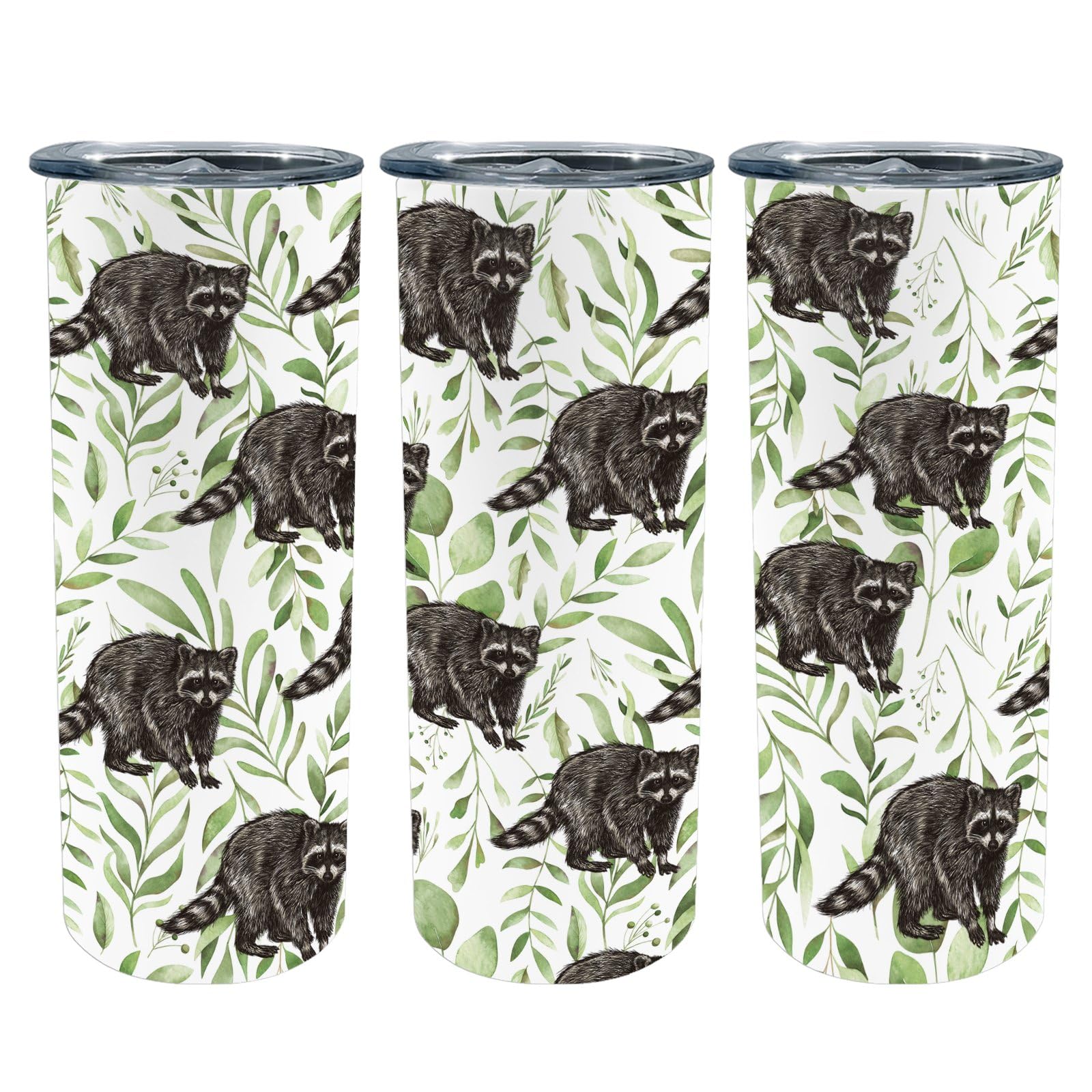 Raccoon Realistic Animal Tumbler, 20oz Insulated Stainless Steel Tumbler with Lid, Raccoon Themed Gifts Coffee Travel Mug Cup for Hot and Cold Drinks
