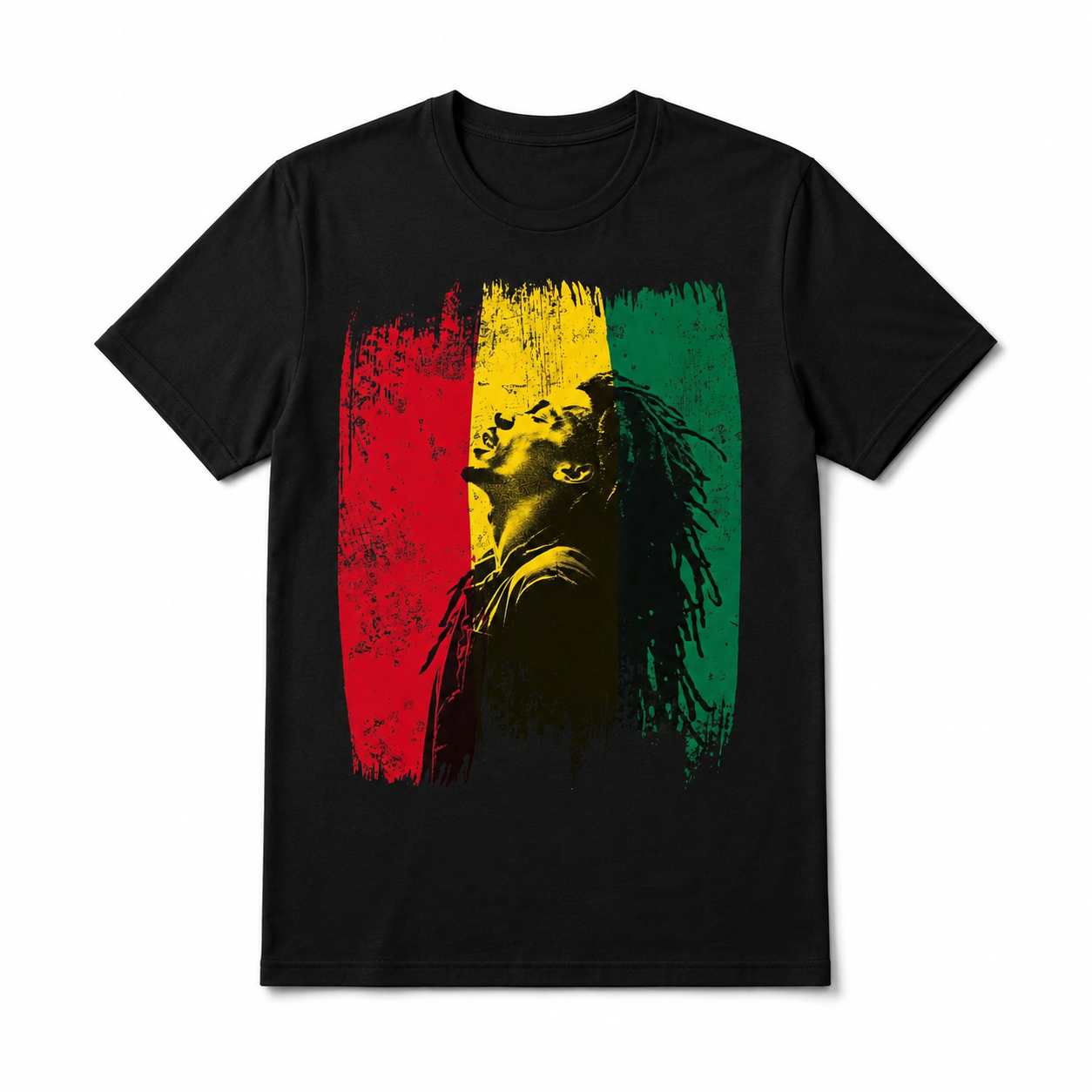 Reggae Legend Tribute Graphic Tee - Rasta Colors Silhouette Music T-Shirt