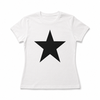 Women White Star Print Graphic T-Shirt Casual Summer Crew Neck Short Sleeve Tee
