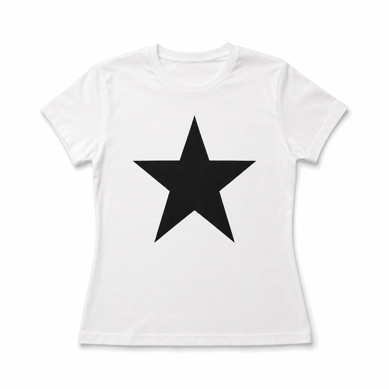 Women White Star Print Graphic T-Shirt Casual Summer Crew Neck Short Sleeve Tee