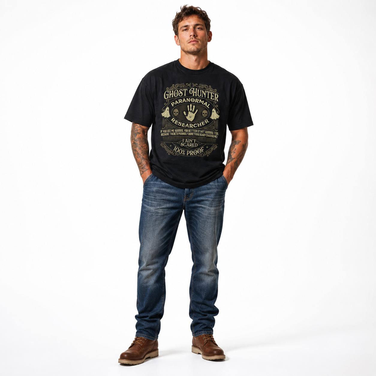 Ghost Hunter Paranormal Researcher Funny Spooky Halloween Men's T-Shirt