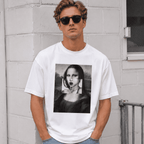 Mona Lisa Bubble Gum Graphic T-Shirt Funny Art Parody Casual Oversized Tee
