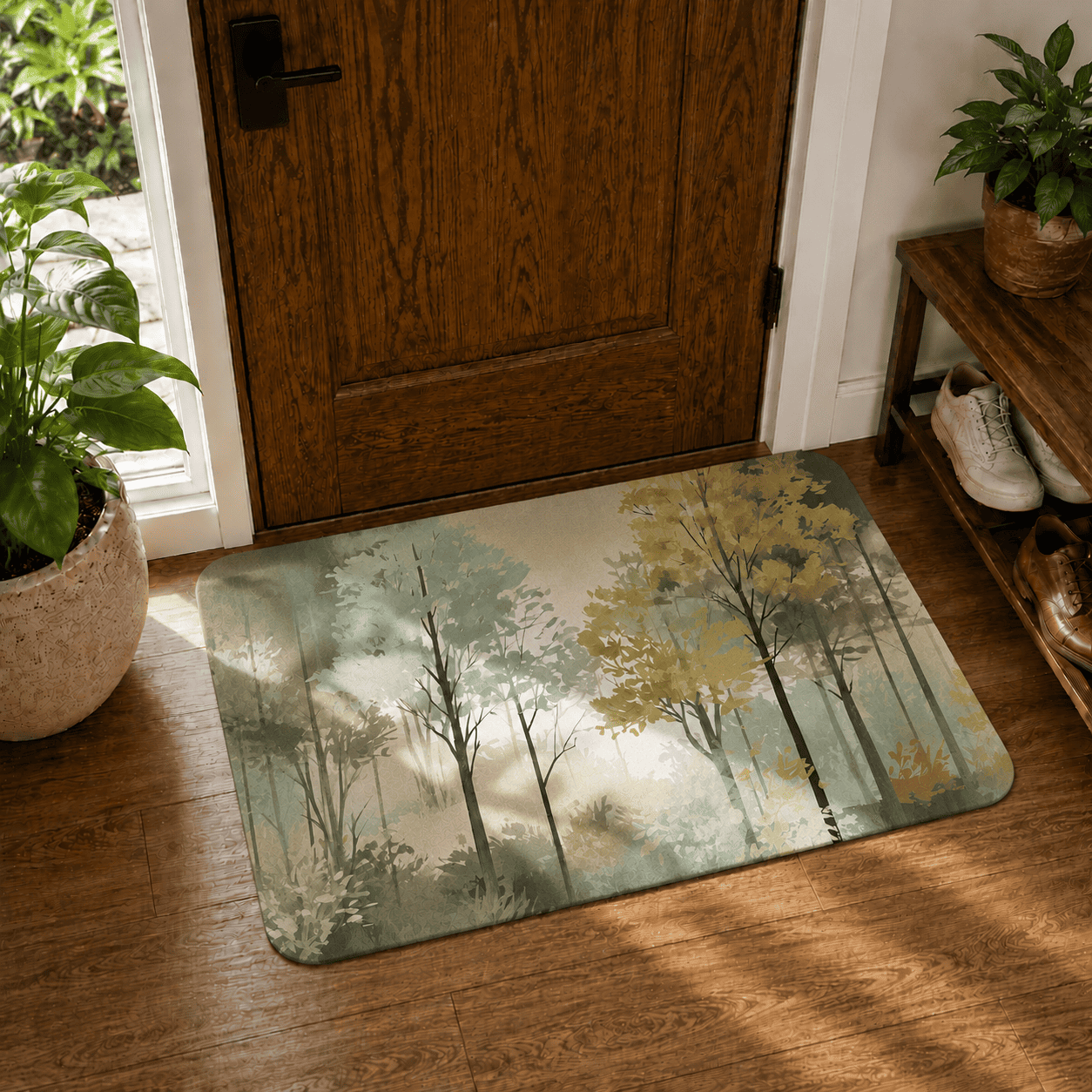 Forest Tree Floor Mat for Entryway Quick Dry Non Slip Super Absorbent Door Mat