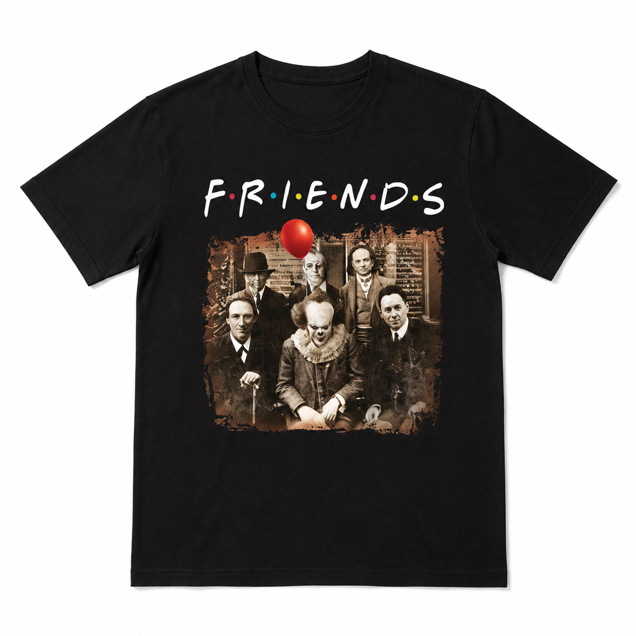 Horror Friends Graphic T-Shirt Funny Scary Clown Casual Black Streetwear Tee
