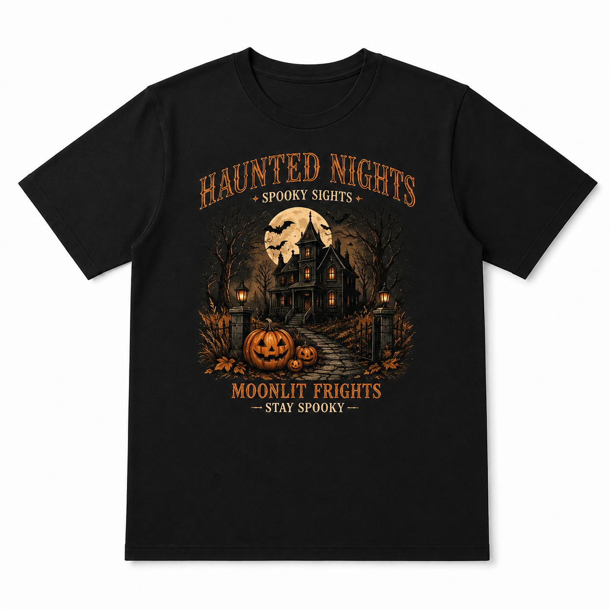Haunted Nights Spooky Sights Haunted House Halloween Men's Graphic T-Shirt