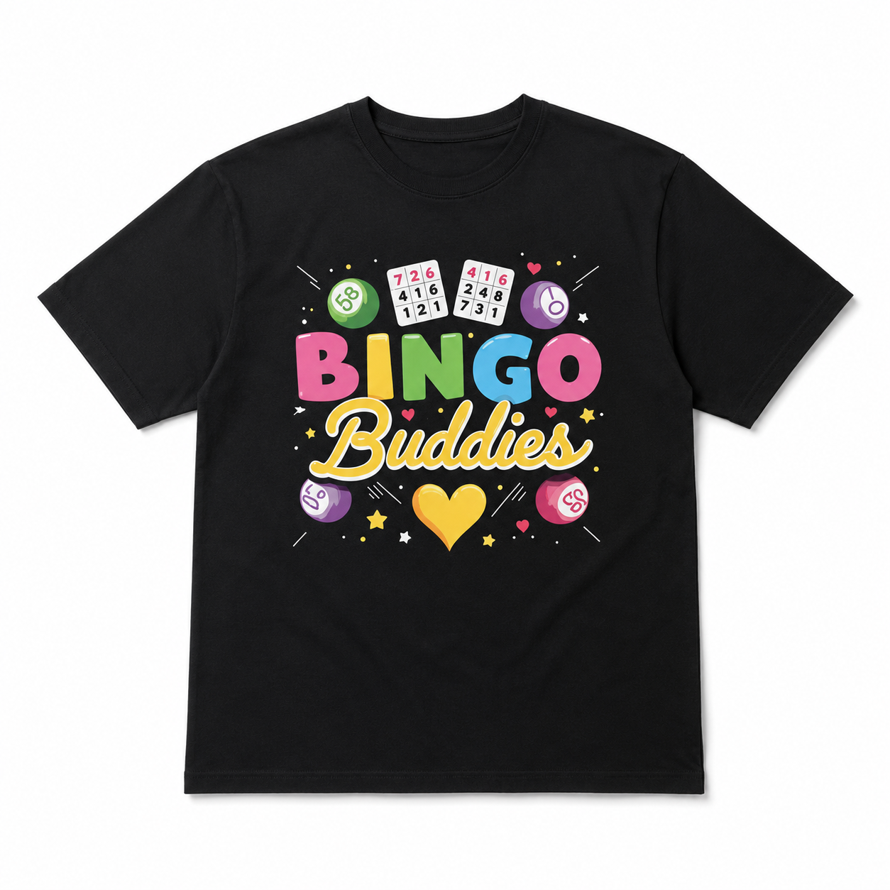 Funny Bingo Buddies Graphic T Shirt Lucky Game Night Men's Tee