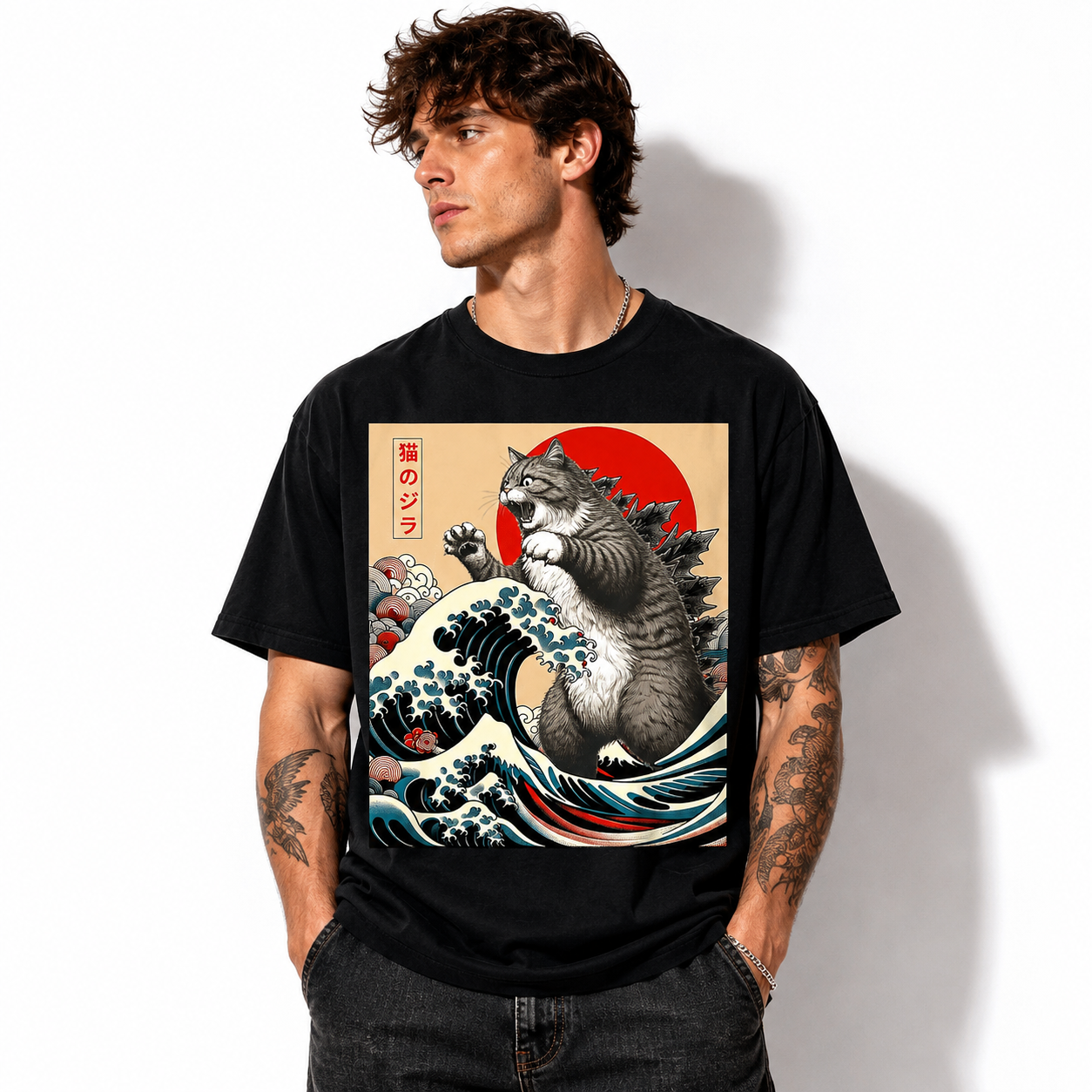 Catzilla Cat Japanese Art Funny Cat