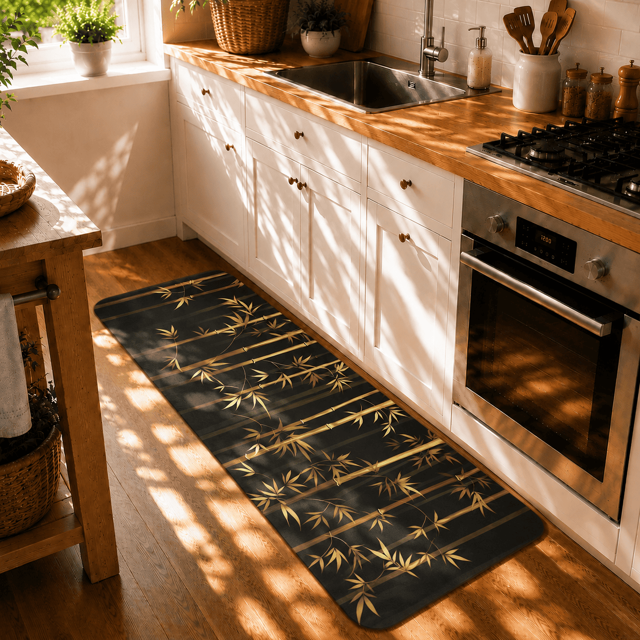 Bamboo Forest Entryway Mat Quick Dry Super Absorbent Non Slip Nature Decor