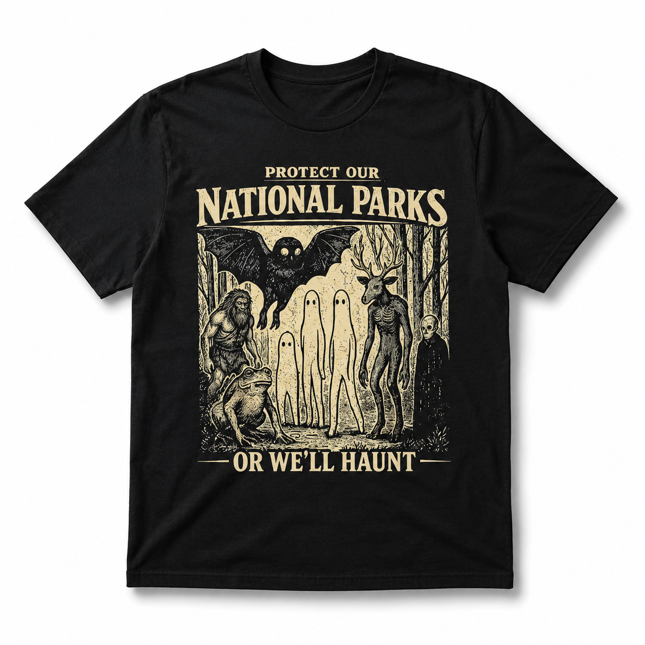 Protect Our National Parks Cryptid Bigfoot Mothman Ghost Men's T-Shirt