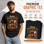 Happy Hallothanksmas Halloween Thanksgiving Christmas Graphic Men's T-Shirt