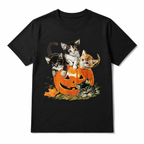 Cute Halloween Cats Pumpkin Jack O Lantern Spooky Kitty Graphic Men's T-Shirt