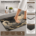 Japandi Bath Rug Moon & Stars Quick Dry Super Absorbent Non Slip