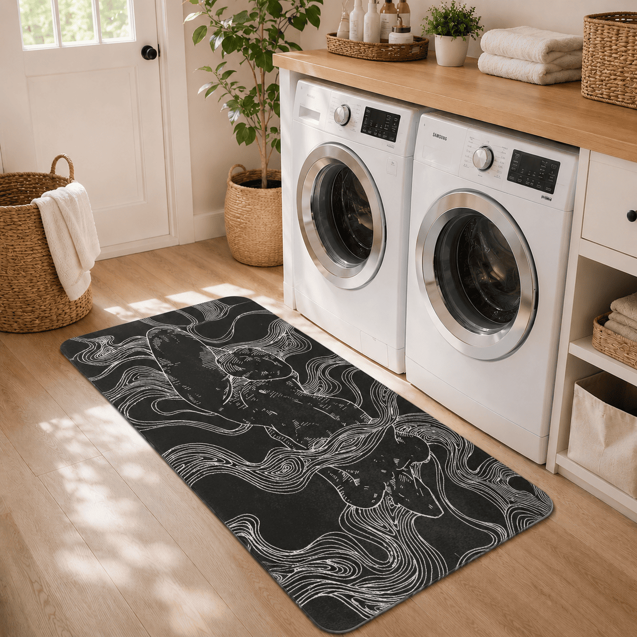 Abstract Women Body Bath Rug Quick Dry Super Absorbent Non Slip Modern Art Decor