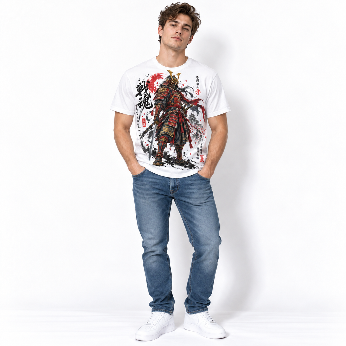 Samurai Warrior Japanese Bushido Katana Ink Art Graphic Men's T-Shirt