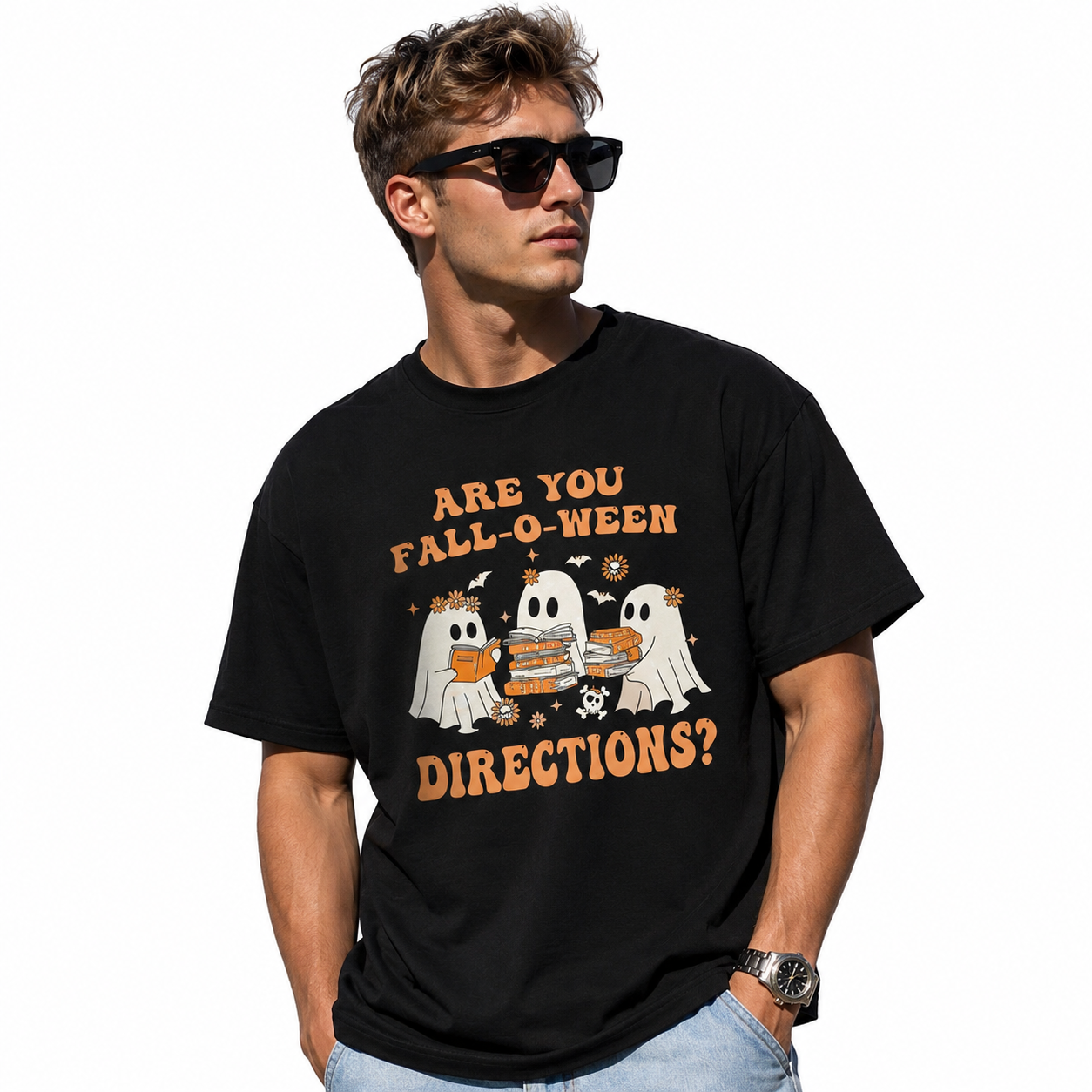 Funny Fall-O-Ween Ghost Pumpkin Halloween Graphic Men's T-Shirt